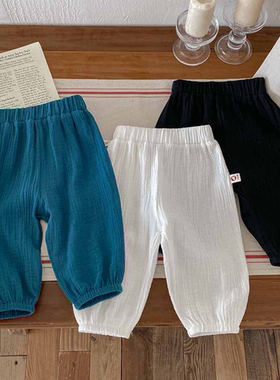 婴儿裤子夏季儿童棉纱防蚊裤子薄款外穿宽松大PP裤男女宝宝空调裤