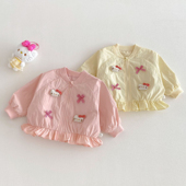 春装 宝宝洋气蝴蝶结花边上衣儿童韩版 春秋季 女童卡通外套2026新款