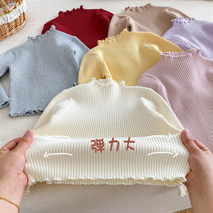 女童纯色加厚毛衣2026新款秋冬季宝宝洋气针织套头衫儿童保暖内搭