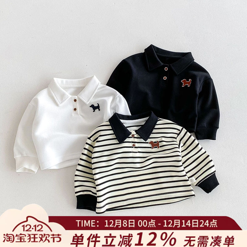 儿童时尚Polo衫条纹打底衫