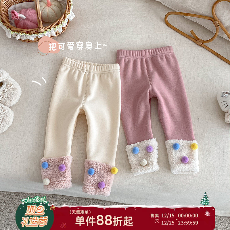 女童加绒打底裤冬季加厚长裤