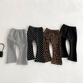 春秋装 子外穿儿童洋气长裤 1岁2女宝宝修身 豹纹裤 打底裤 女童喇叭裤