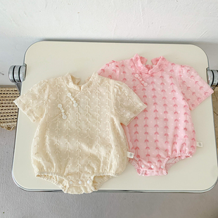 婴儿衣服夏装 百天周岁公主礼服女宝宝连体包屁衣 旗袍三角哈衣薄款