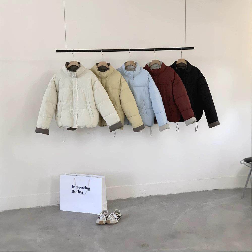 棉衣女短款甜美清新撞色奶呼呼立领时尚龄小个子面包服外套棉服