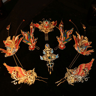 古风精卫神女二次元 cos凤凰青鸾神女风汉服发冠发簪发钗超仙头饰