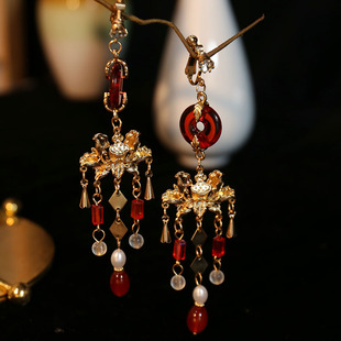 古风汉服耳饰新中式新娘秀禾服中国风配马面裙无耳洞耳夹明制耳环