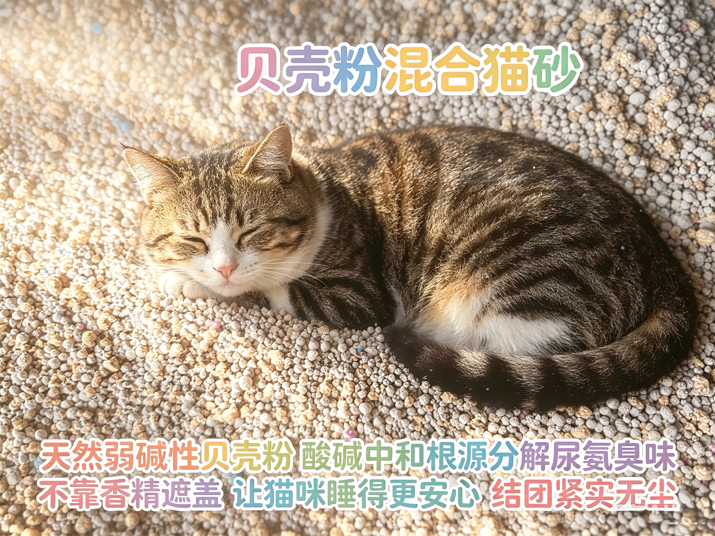 贝壳粉钠基膨润土混合猫砂小苏打除臭抑味快速结团不粘底猫砂伴侣