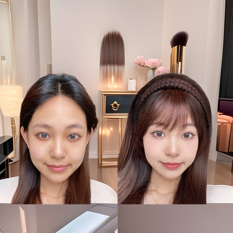 真发发箍刘海一体假发片双辫麻花辫自然前额遮盖头帘补发片假流海