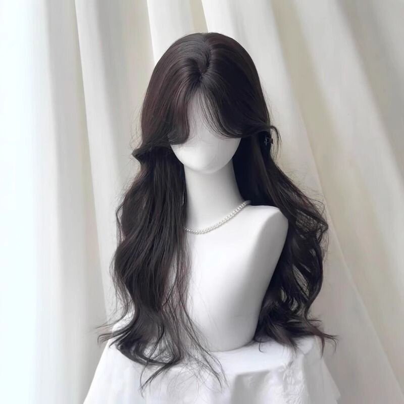 假发女长卷发韩式大波浪黑色中分刘海冬季氛围感慵懒卷发全头套式