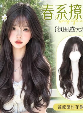 网红大波浪女长假头发自然逼真仿真人发韩系日常蓬松长卷发全头套