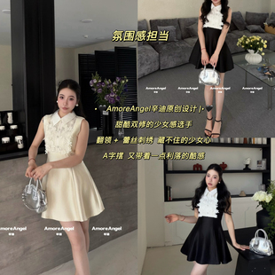 依依家-质重工蕾丝拼接精致不浮夸自带高级感连衣裙2630