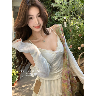 纯欲感蕾丝钩花百搭吊带背心M0200E 推南韩美人hen曼妙～春夏法式