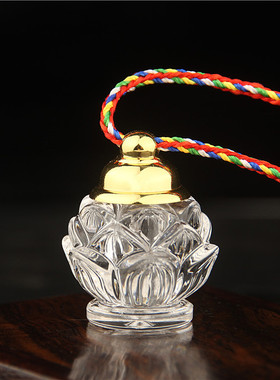 透明空心莲花舍利塔嘎乌吊坠项链