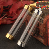 时尚 加长大容量可打开空心玻璃瓶符管嘎乌盒吊坠挂件男女饰品项链