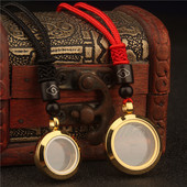 透明空心圆形迷你瓶嘎乌盒项链吊坠男女士饰品可打开装 朱砂甘露丸