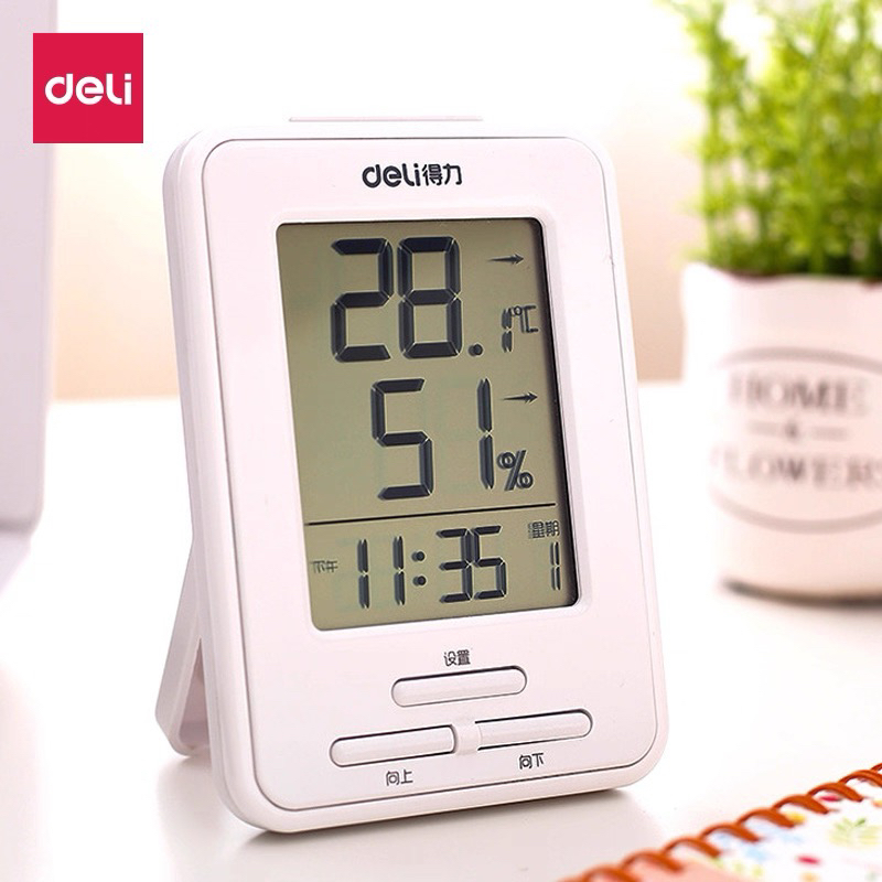 得力温度计家用室内婴儿房高精度电子温湿度计工业温度表测温仪器