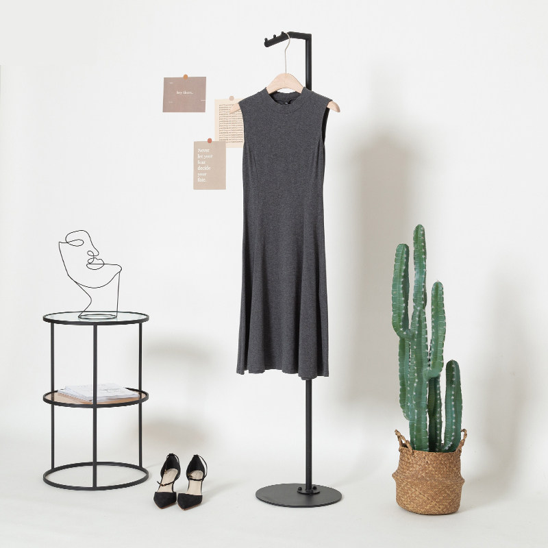 男女服装店落地式正挂展示架简约现代哑光黑挂衣架中岛架展架新款