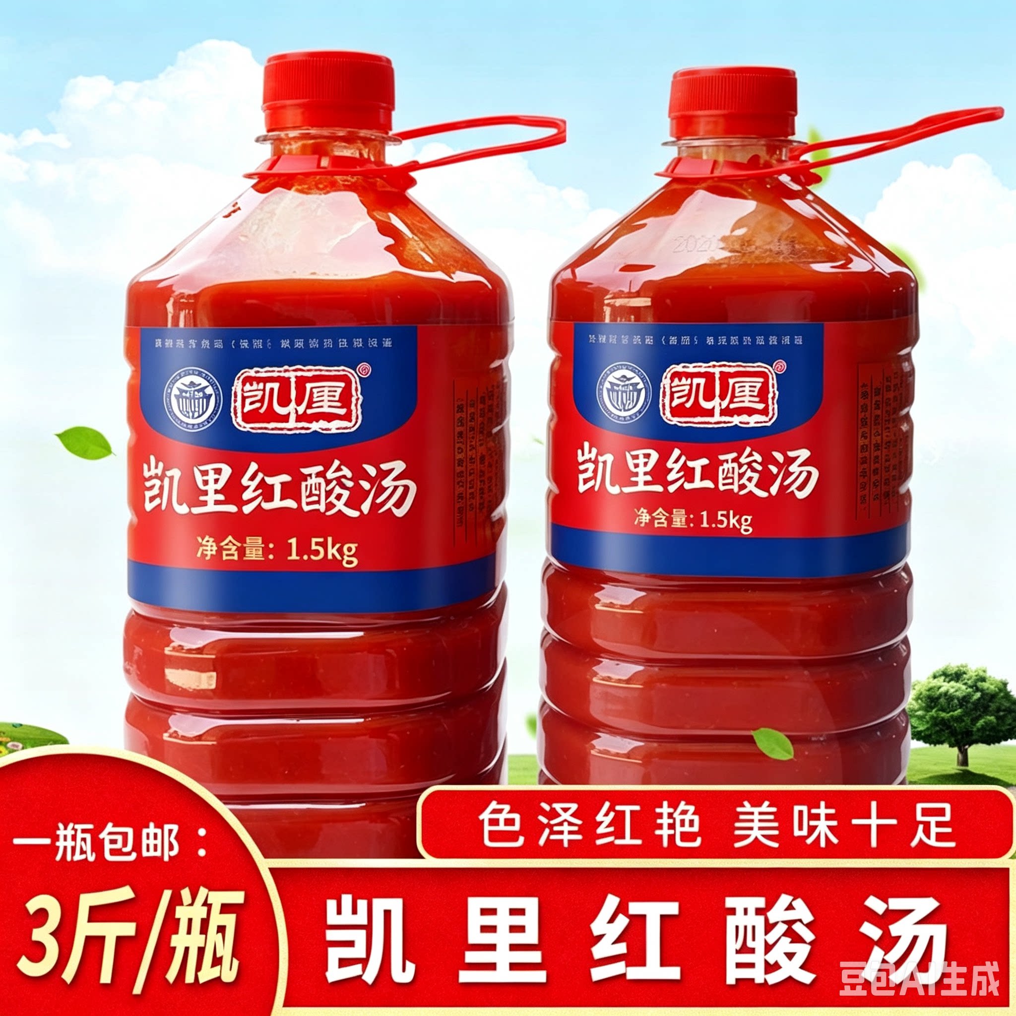 贵州特产 凯里红酸汤 酸汤鱼火锅底料红酸汤1500g一瓶 做酸汤面粉