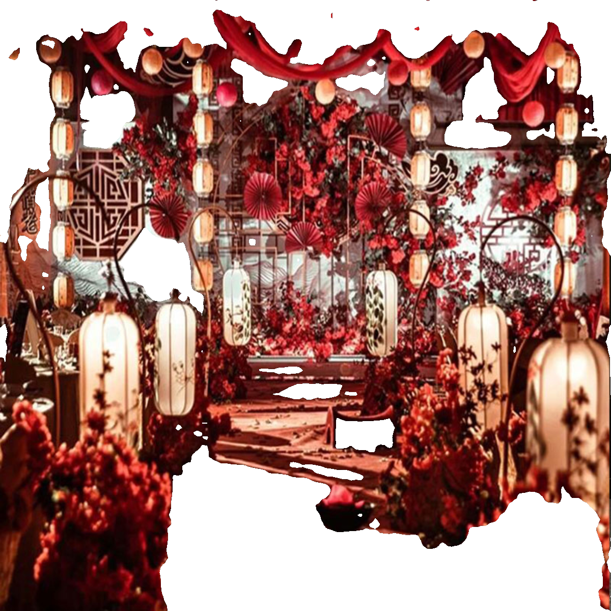 新中式婚礼布置中式弯钩灯笼路引宫灯架汉唐婚礼舞台场景布置道具