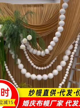 婚礼舞台背景墙挂饰白色圆球泡沫串美陈橱窗装饰婚庆布置新款道具