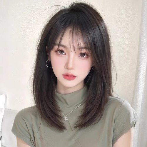 假发全头套女短发高层次锁骨发仿真发减龄中长自然整顶假发套女