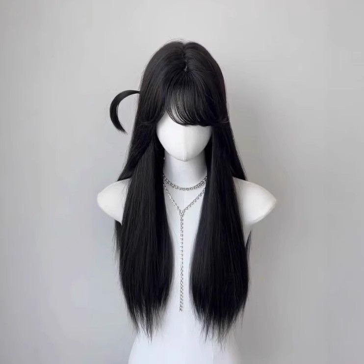 【水原千鹤】免发网假发女漫画感小呆毛黑长直日常佩戴万用补发片