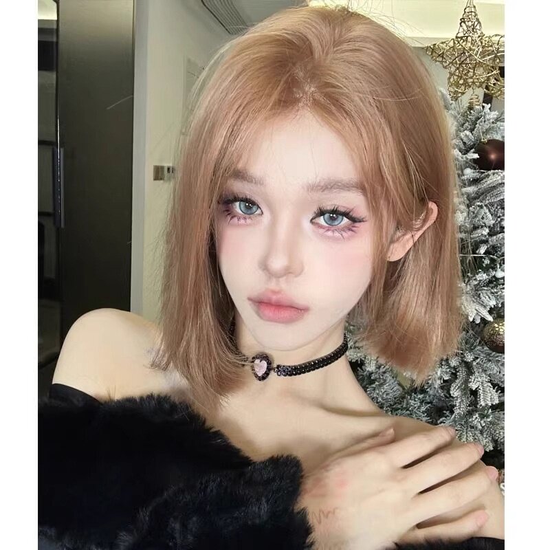 科尼假发女小额蕾丝短发假发辣妹夏天薄款气质一刀切中分日常全头