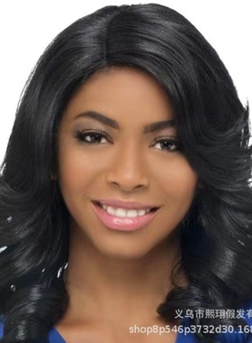 亚马逊新款假发女短卷发欧美跨境中分大波浪整顶假发头套wigs