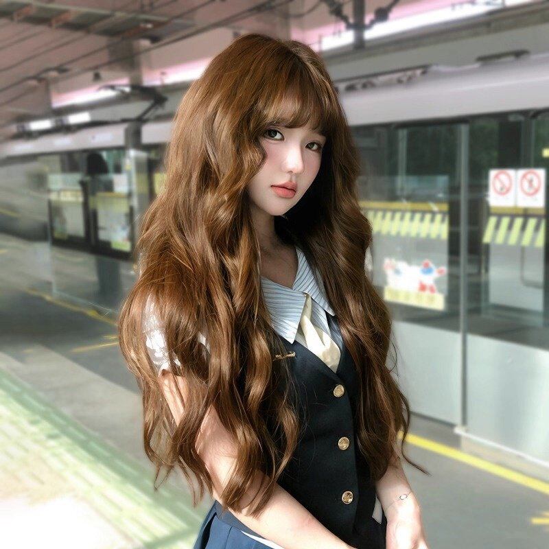 羊毛卷假发全头套女空气刘海法式慵懒蛋蛋卷氛围感水波纹长卷发