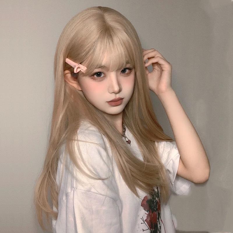 假发女白金色长发女团Lisa同款发型rose中长发自然全头套透气