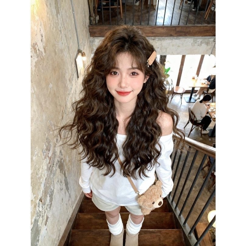 假发全头套女仿真自然减龄羊毛卷蓬松氛围感长卷发日常整顶假发套