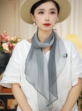 2026春夏新款优柔纱印花丝巾女时尚百搭薄款围巾旅行拍照外搭领巾
