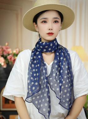 2026秋季新款乔西纱波点长条丝巾围巾时尚百搭女士飘带护颈围脖