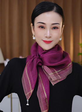 2026春秋新款亮丝线磁扣围巾女时尚百搭丝巾护颈保暖方巾懒人围脖