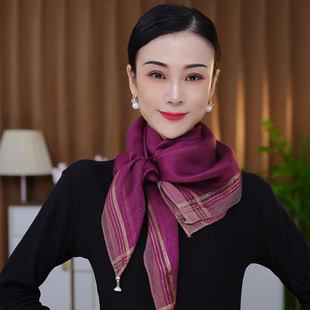 2025秋冬新款亮丝线磁扣围巾女时尚百搭丝巾护颈保暖方巾懒人围脖