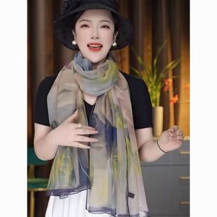 2025秋冬新款优柔纱丝巾围巾夏季可用防晒沙滩巾百搭时尚披肩斗篷