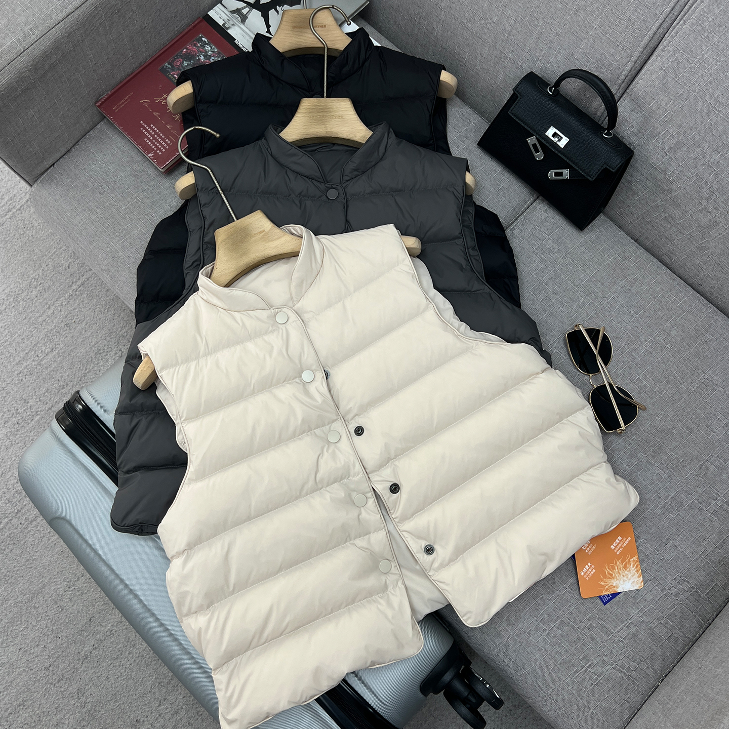 90白鹅绒立领羽绒服马甲外套上衣