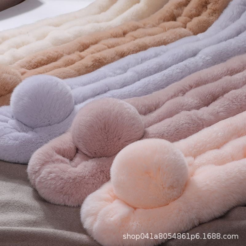 2025年秋冬季獭兔毛围脖皮草女加厚三管脖套防风保暖时尚百搭围巾