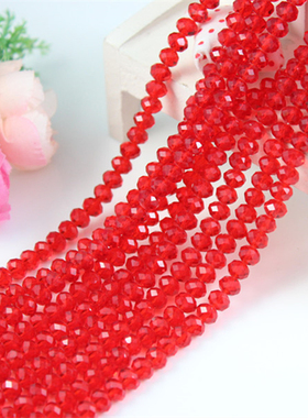 人造玻璃水晶扁珠大红色尖晶切面散珠半成品饰品diy手链配饰珠子