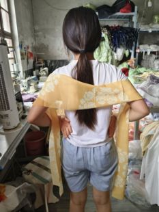 女童汉服百搭披帛橙色团花唐齐胸襦裙诃子裙敦煌古风舞蹈雪纺飘带