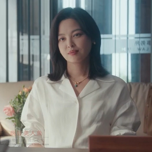 女神蒙上眼辛芷蕾唐盈盈同款百搭西装领职业气质白色衬衫长袖上衣