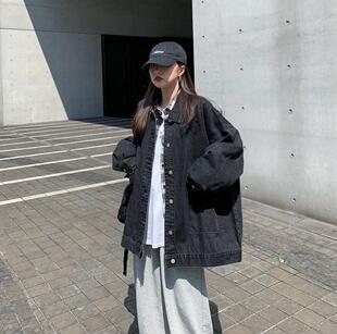 牛仔外套女2021新款春秋宽松韩版学生风复古港味夹克百搭上衣服潮