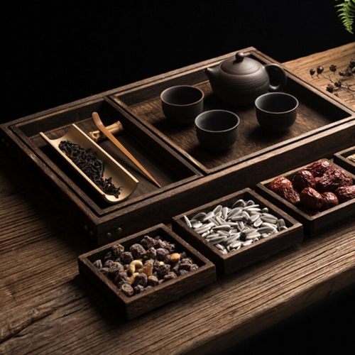 日式实木烧桐木茶盘中式干泡盘