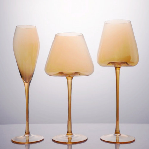 水晶玻璃琥珀红酒杯2支装高脚杯
