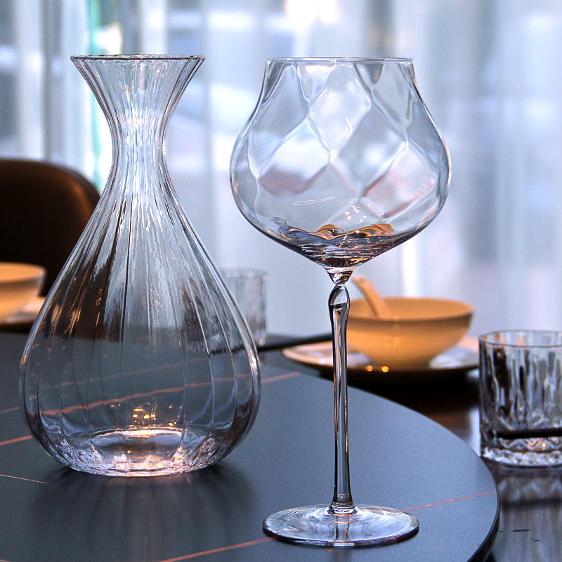 重磅插棱手工水晶勃艮第红酒杯子