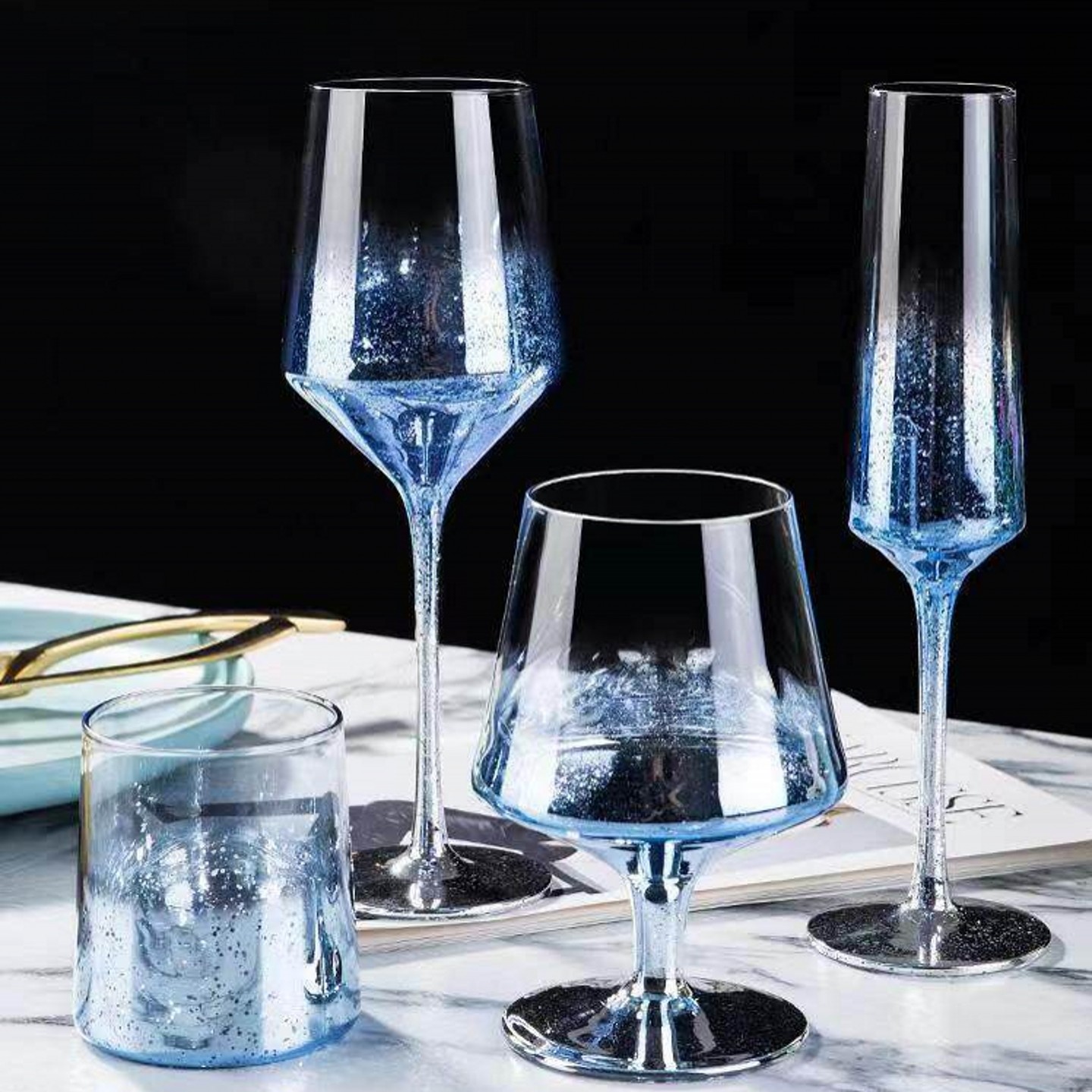 星空水晶玻璃高脚红酒杯家用高颜值轻奢网红聚会葡萄香槟酒杯套装