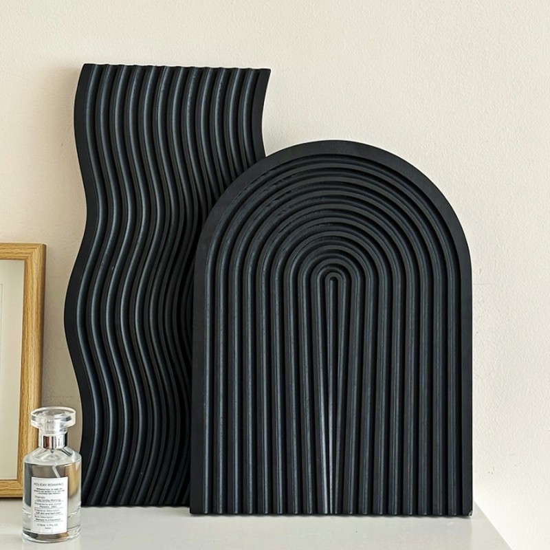 ins风拍摄道具榉木玄关摆件黑色椭圆托盘高级感榉木下午茶点心盘,餐饮具,餐用托盘,淘宝优惠券,粉丝福利购,淘宝优惠卷