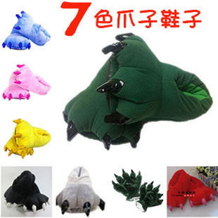 秋冬新款史迪仔皮卡丘手爪 恐龙龙猫爪子脚爪保暖鞋 居家鞋棉拖鞋