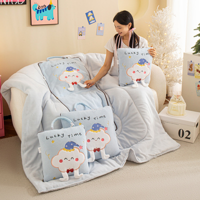 车载多功能抱枕被子两用2025新款秋冬加厚加绒午睡枕头毯子二合一