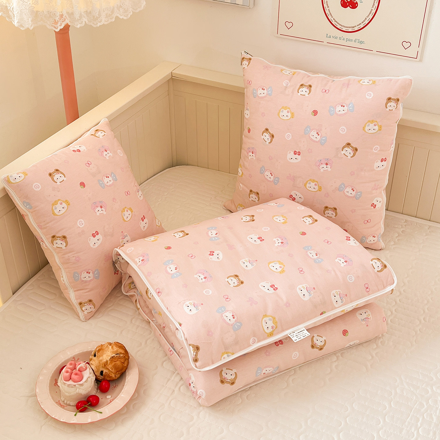 车载全棉抱枕车用被子两用2026新款纯棉汽车午睡枕头毯子空调被